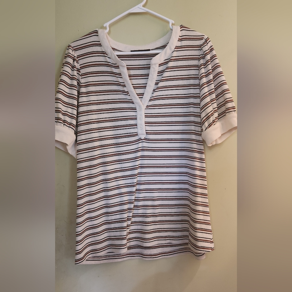 Lane Bryant Striped V-Neck Top